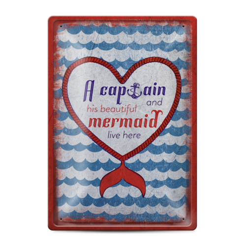 Метална табелка | A captain and his beautiful mermaid live here