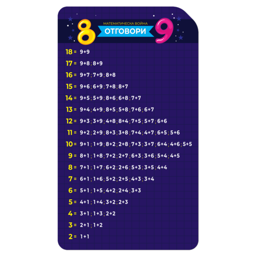 Math war. Sum numbers up to 9