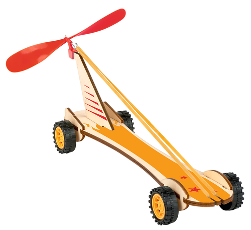 Competitive car set with rubber engine
