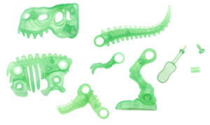 T-Rex for assembly, glowing in the dark
