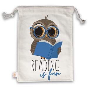 Book lover tote bag | Reading is fun (Owl with a book)