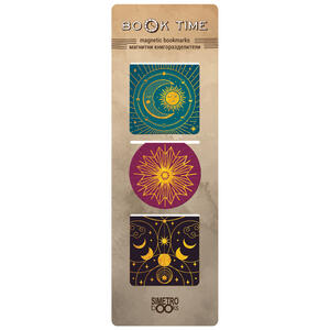 Magnetic bookmarks - Book Time - square - Sun and moon - gold