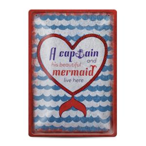 Metal sign | A captain and his beautiful mermaid live here