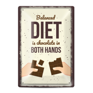 Balanced diet is chocolate in both hands