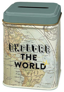 Metal money box - Explore the world