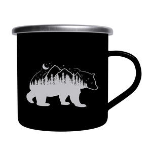 Enamel tin mug | Forest bear - enamel, black