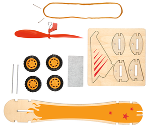 Competitive car set with rubber engine